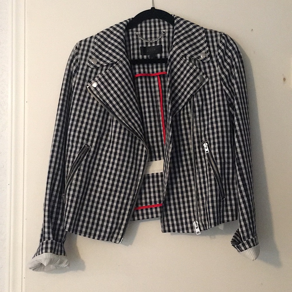 J.Crew gingham moto jacket size 4